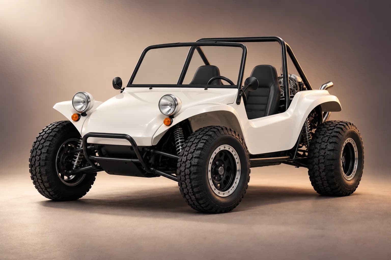 AI-generated studio illustration of the Beach Buggy 1300 model family; actual generation, trim, color and specification require operator confirmation