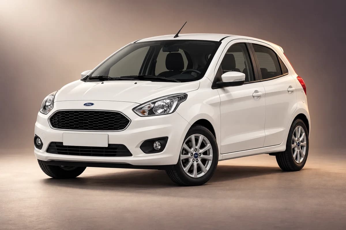 AI-generated studio illustration of the Ford ka plus hatchback model family; actual generation, trim, color and specification require operator confirmation