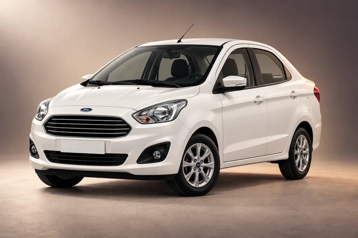 AI-generated studio illustration of the Ford ka plus sedan model family; actual generation, trim, color and specification require operator confirmation
