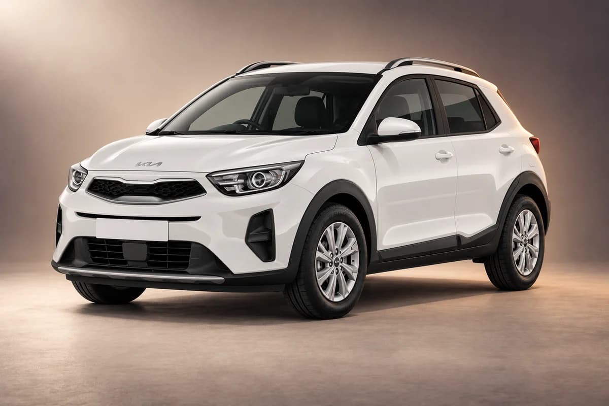 AI-restyled representative studio illustration of the Kia stonic model family; actual generation, trim, color and specification require operator confirmation