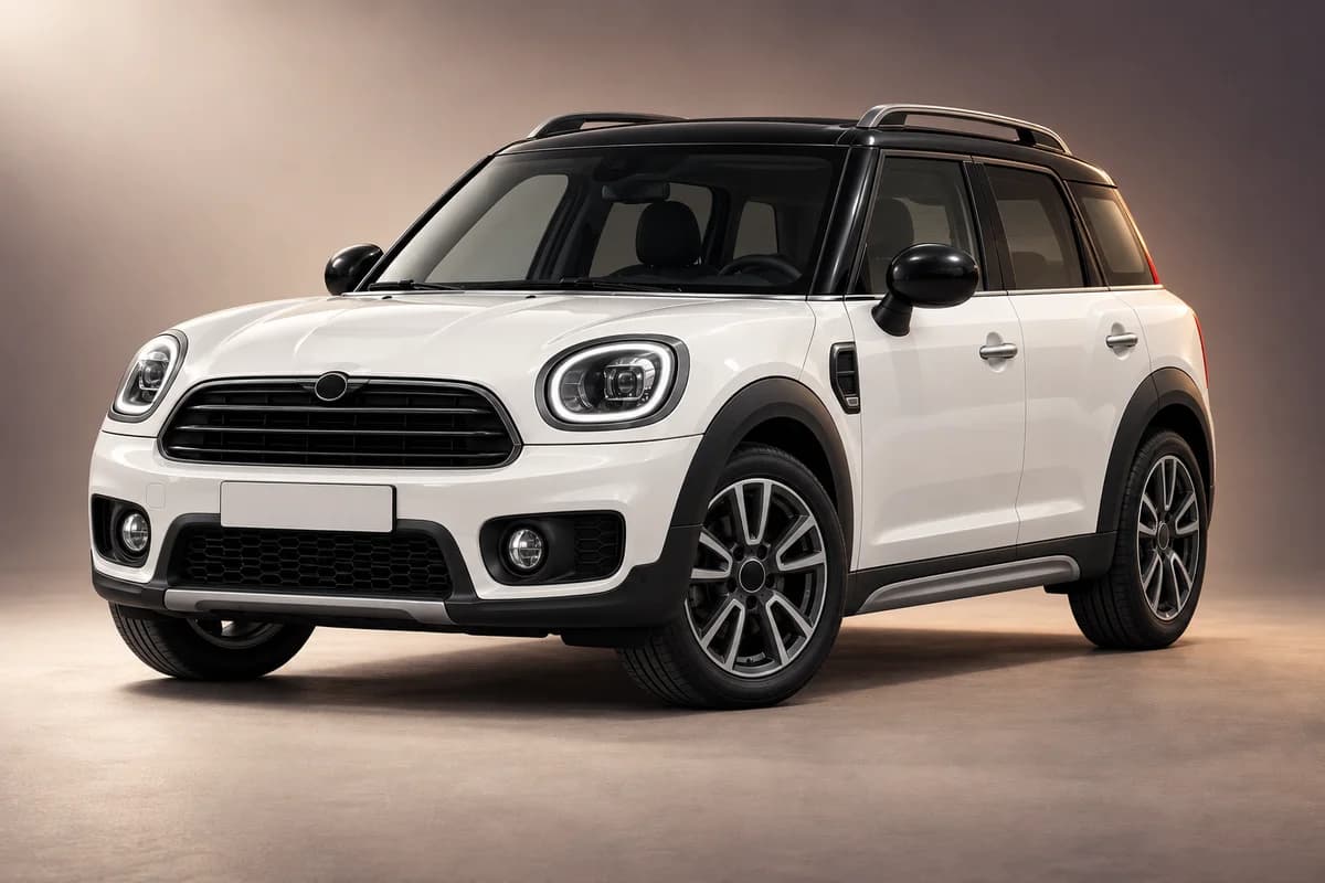 AI-generated studio illustration of the Mini countryman model family; actual generation, trim, color and specification require operator confirmation