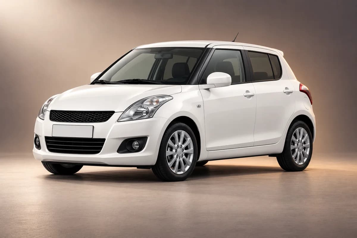 AI-restyled representative studio illustration of the Suzuki swift model family; actual generation, trim, color and specification require operator confirmation