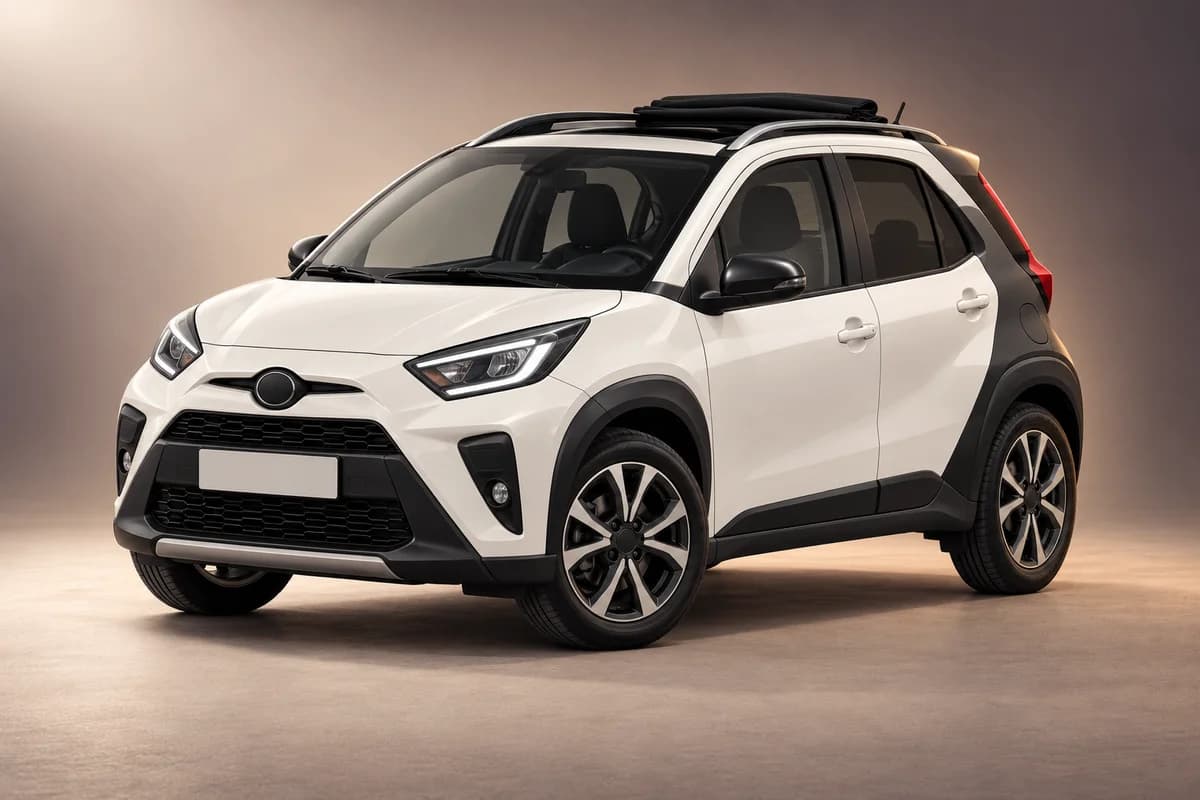 AI-generated studio illustration of the Toyota aygo x open-roof model family; actual generation, trim, color and specification require operator confirmation