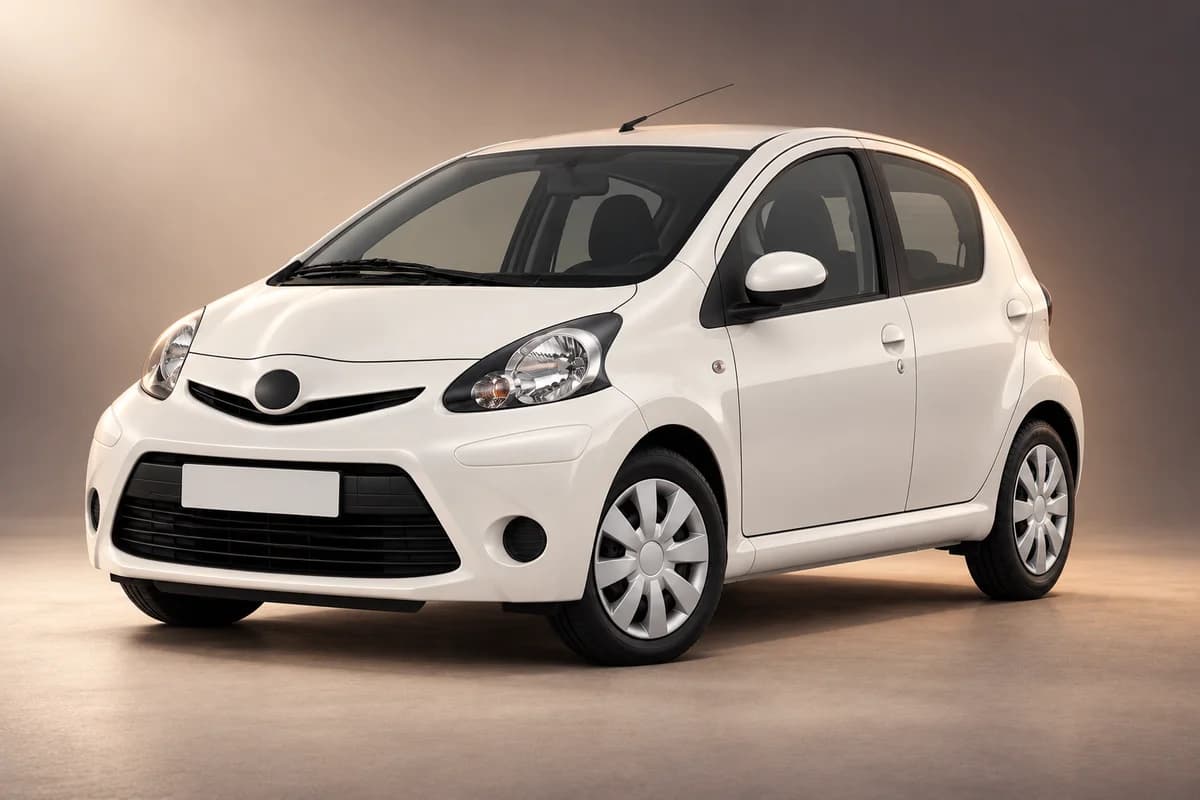 AI-restyled representative studio illustration of the Toyota aygo model family; actual generation, trim, color and specification require operator confirmation