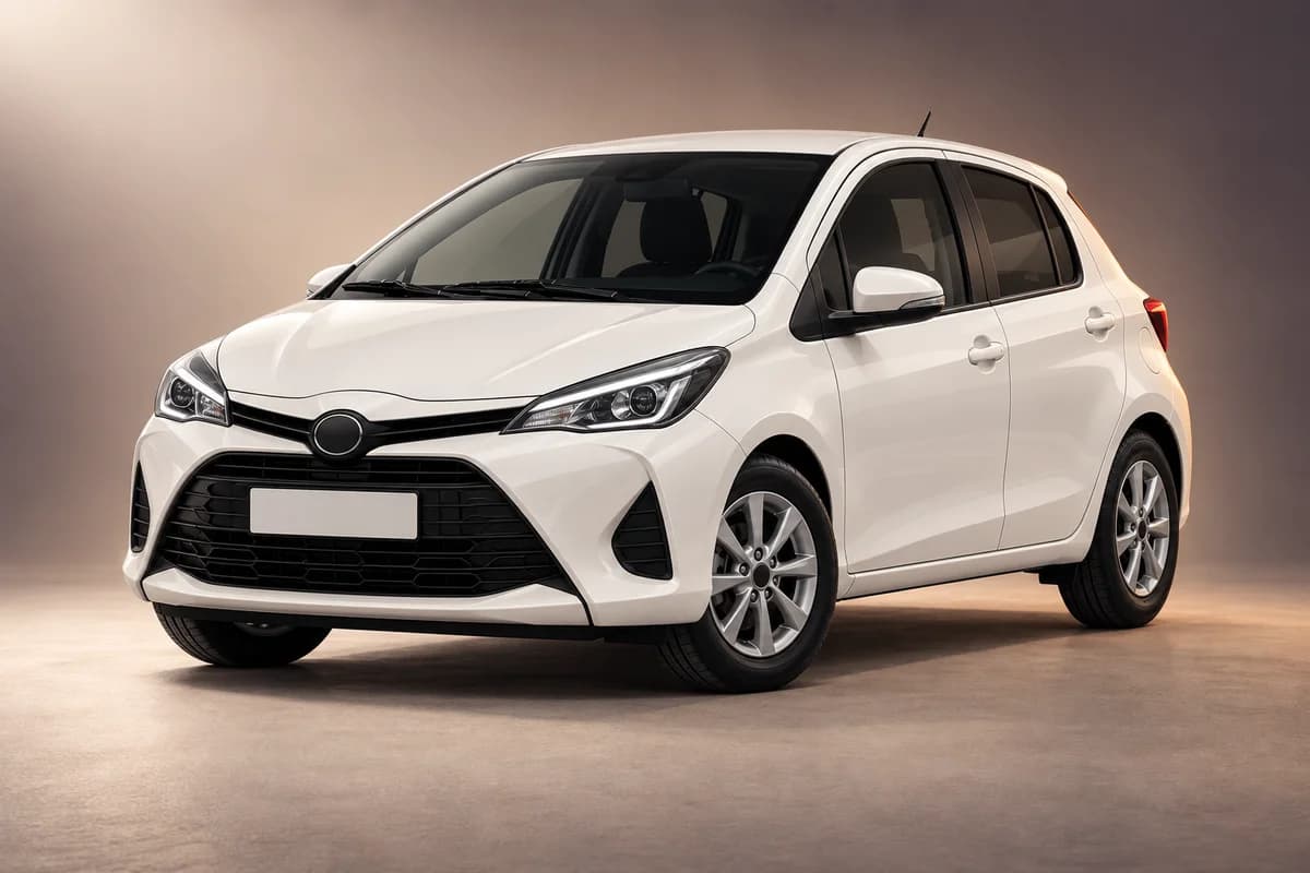 Ilustración de estudio generada con IA de la familia de modelos Toyota yaris; la generación, el acabado, el color y las especificaciones reales requieren la confirmación del operador