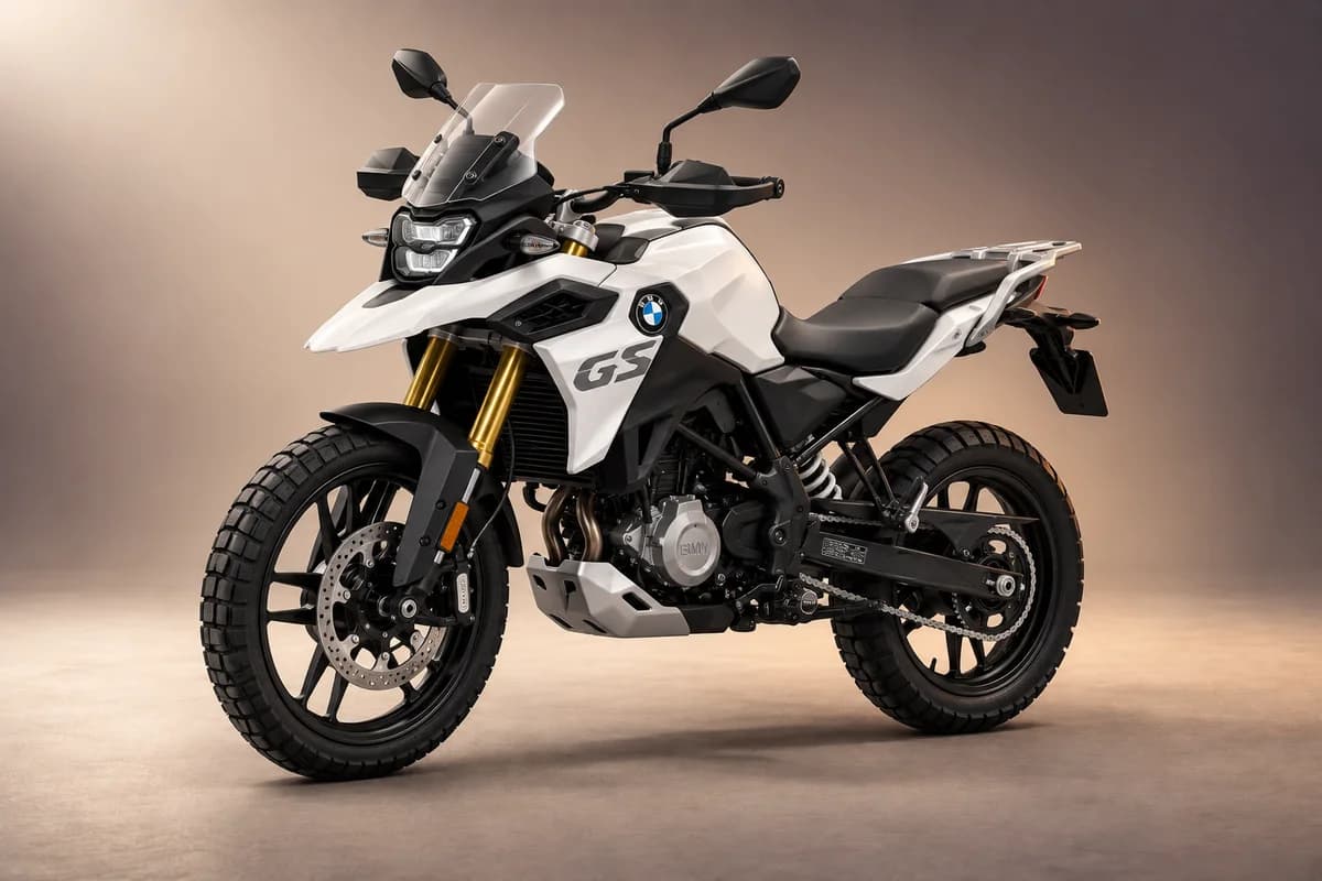AI-generated studio illustration of the BMW 310 gs model family; actual generation, trim, color and specification require operator confirmation