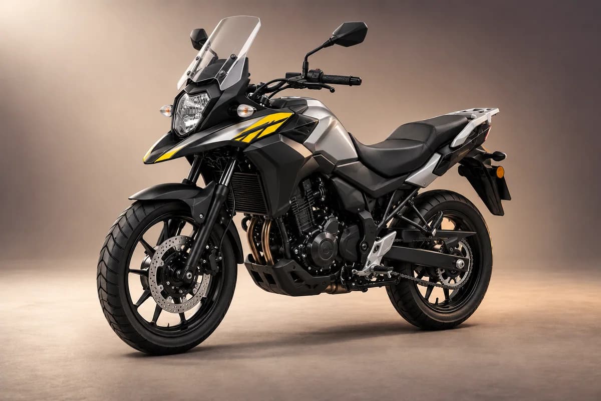 AI-generated studio illustration of the Suzuki v strom 250 model family; actual generation, trim, color and specification require operator confirmation