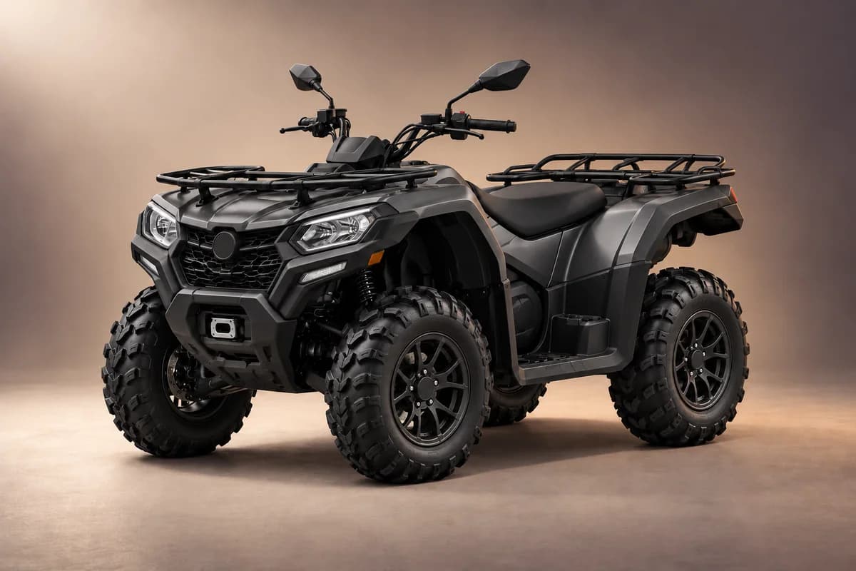 AI-generated studio illustration of the CFMoto 500 4x4 model family; actual generation, trim, color and specification require operator confirmation