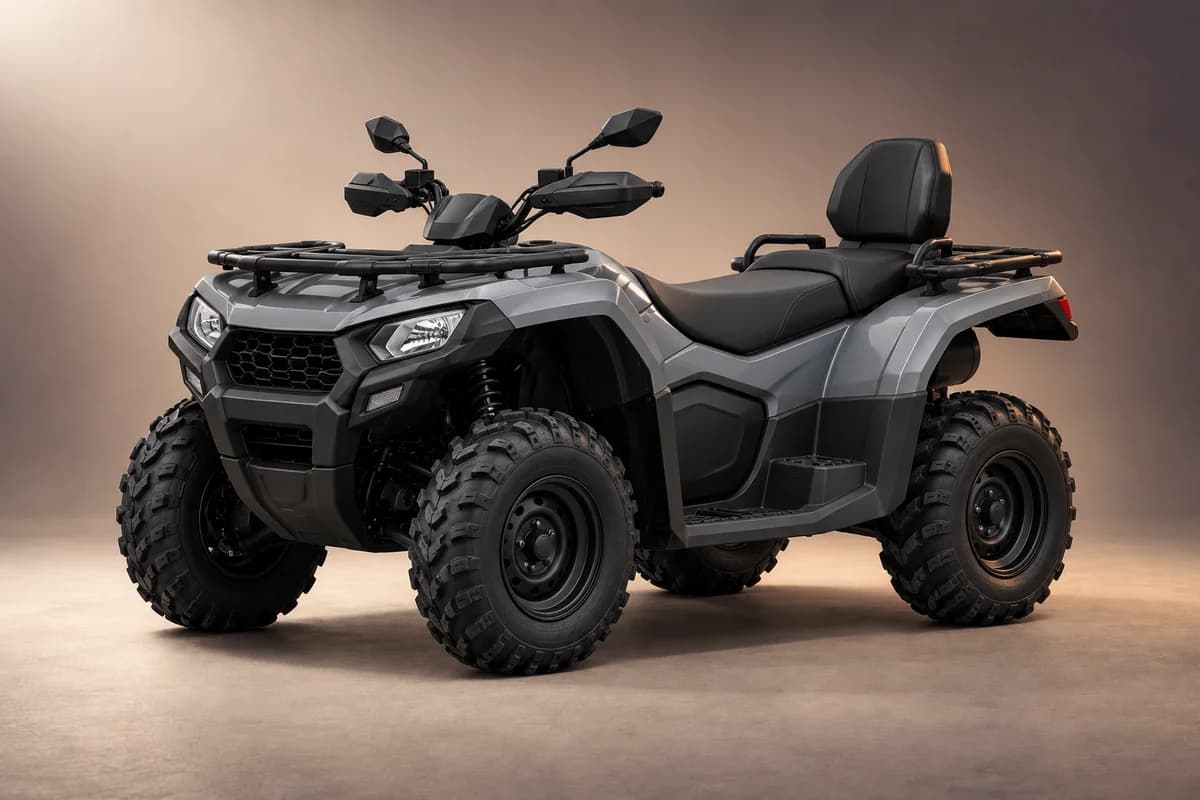 Illustration en studio générée par IA de la famille de modèles CFMoto cforce 450l ; la génération, la finition, la couleur et les caractéristiques réelles doivent être confirmées par le loueur