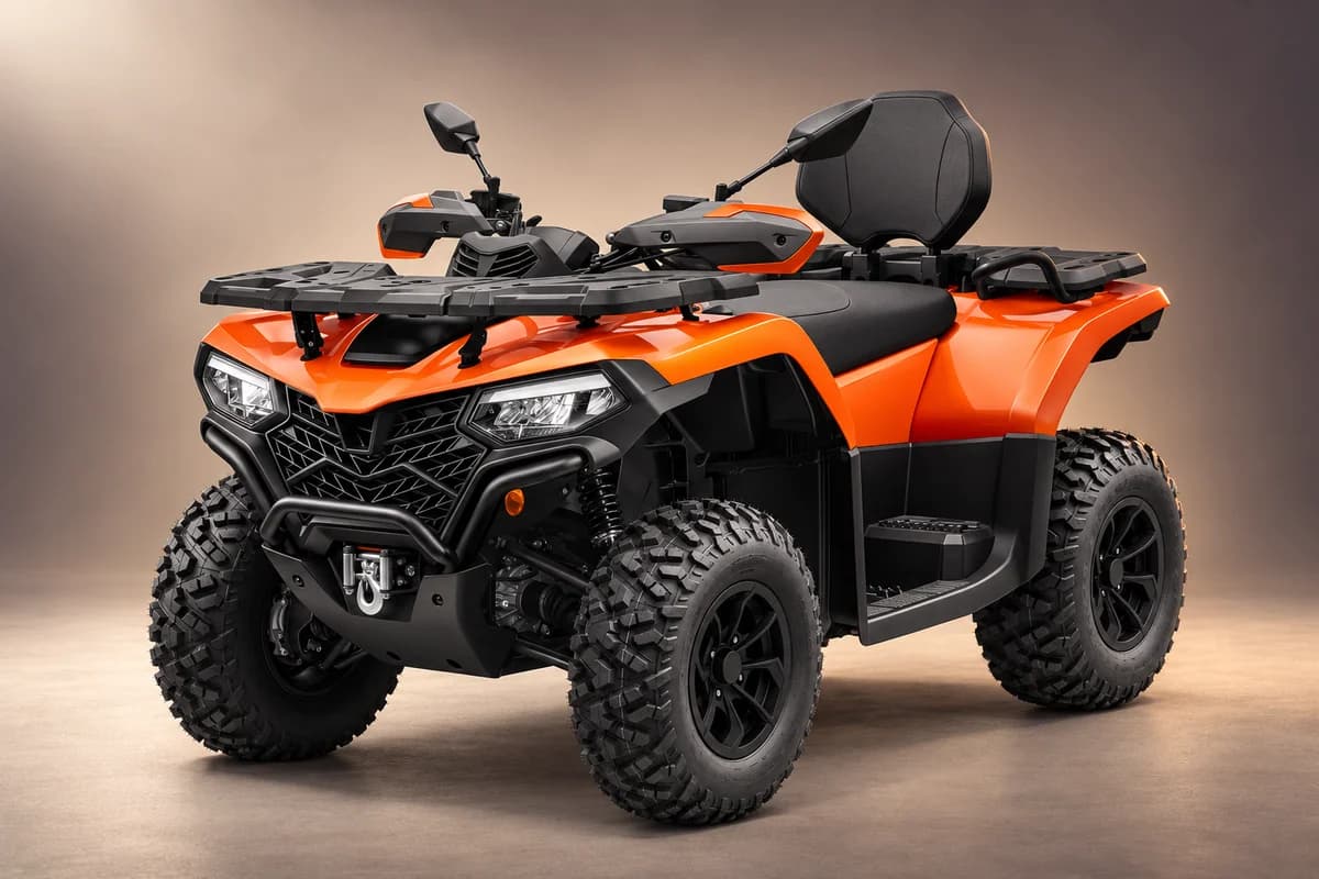 AI-restyled representative studio illustration of the CFMoto cforce 520 model family; actual generation, trim, color and specification require operator confirmation