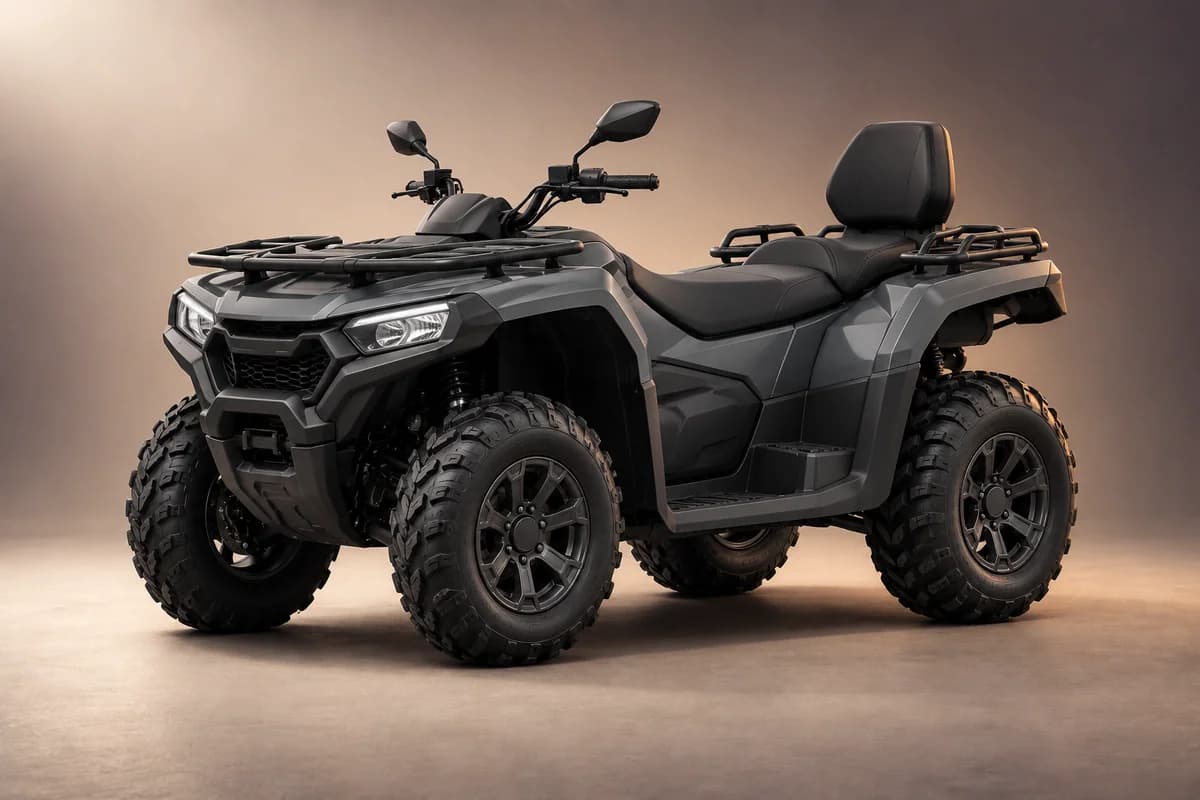 AI-generated studio illustration of the CFMoto moto 450l model family; actual generation, trim, color and specification require operator confirmation