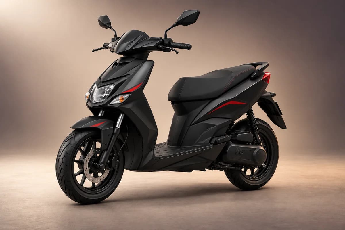 AI-generated studio illustration of the Aprilia sr motard 50 model family; actual generation, trim, color and specification require operator confirmation