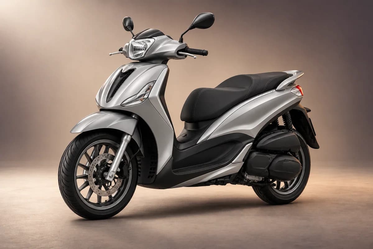 AI-generated studio illustration of the Piaggio beverly 300 model family; actual generation, trim, color and specification require operator confirmation