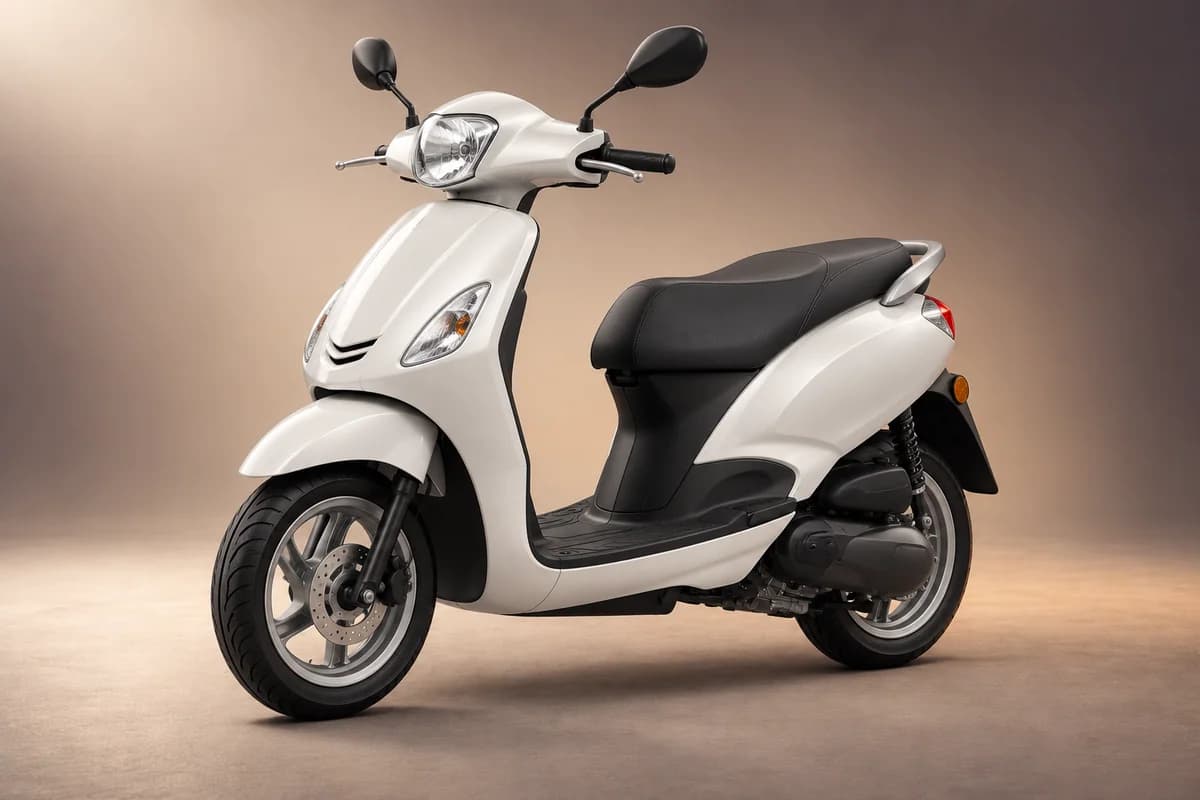 AI-generated studio illustration of the Piaggio fly 100 model family; actual generation, trim, color and specification require operator confirmation