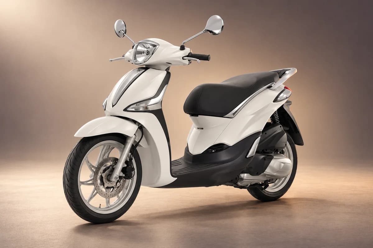AI-restyled representative studio illustration of the Piaggio liberty 125 model family; actual generation, trim, color and specification require operator confirmation