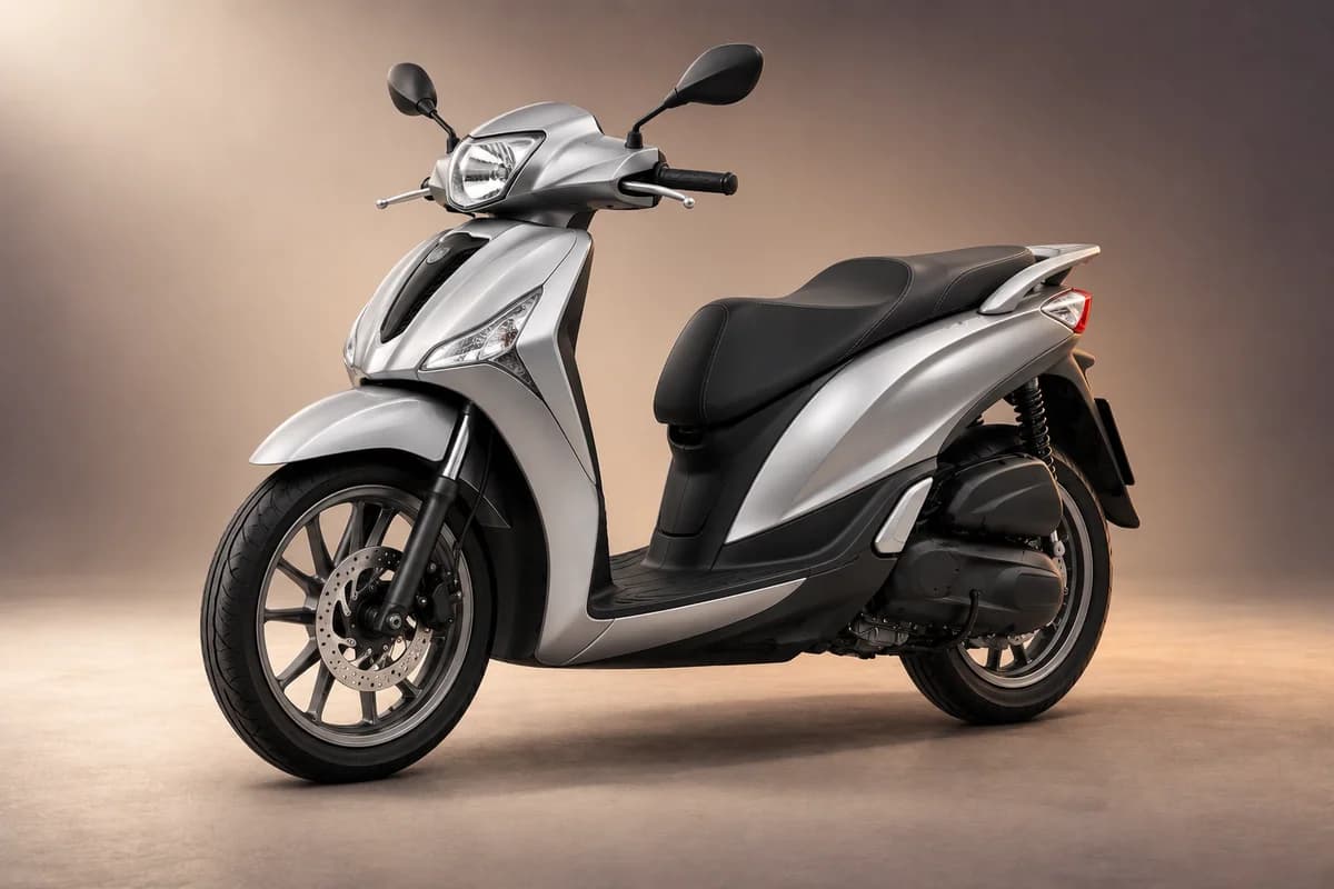 KI-generierte Studioillustration der Modellfamilie Piaggio medley 125 abs; tatsächliche Generation, Ausstattungsvariante, Farbe und Spezifikation muss der Vermieter bestätigen