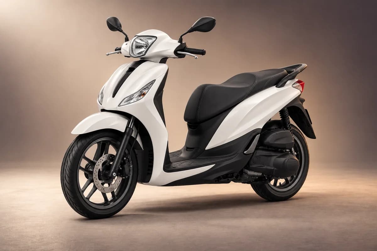 AI-generated studio illustration of the Piaggio medley 125 model family; actual generation, trim, color and specification require operator confirmation