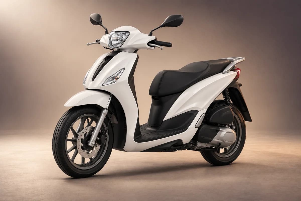 AI-generated studio illustration of the Piaggio medley model family; actual generation, trim, color and specification require operator confirmation
