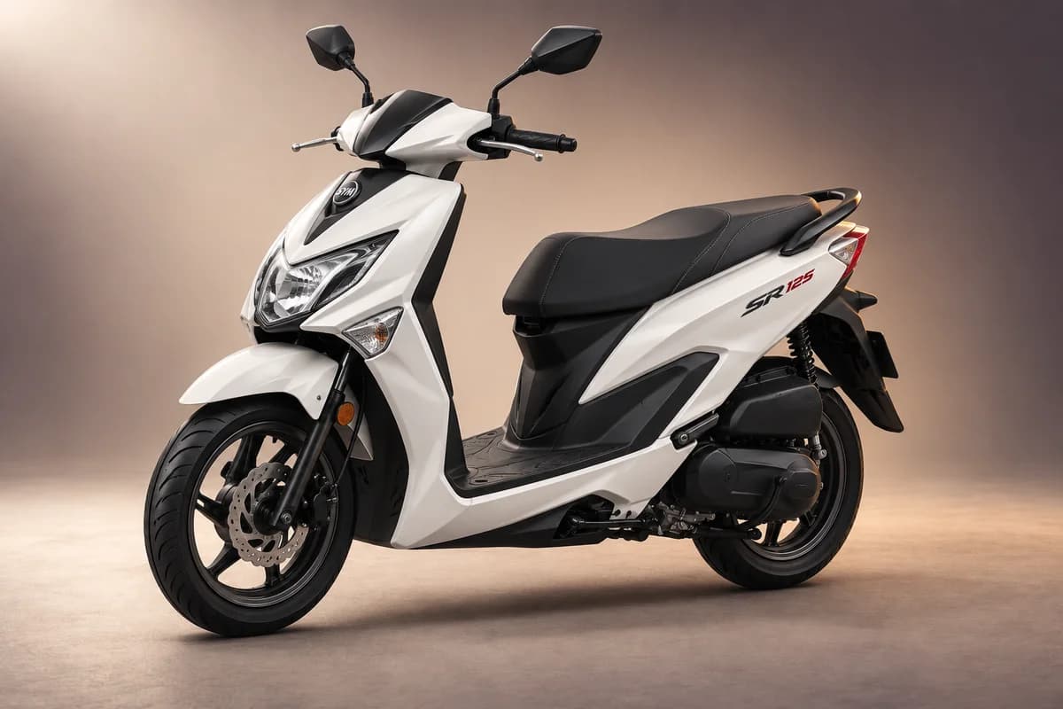KI-generierte Studioillustration der Modellfamilie SYM sr 125; tatsächliche Generation, Ausstattungsvariante, Farbe und Spezifikation muss der Vermieter bestätigen